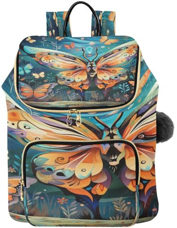 KAAVIYO Enfants Peignant Des Papillons De Bison Sac à Dos Tendance pour étudiants,Sac à Bandoulière pour Livres,Sac de Voyage pour Jeunes