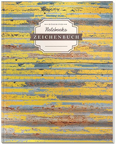 DÉKOKIND Zeichenbuch: DIN A4, 122 Seiten, Register, Vintage Softcover | Dickes Blanko-Notizbuch zum Selbstgestalten | Motiv: Rostig
