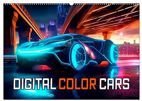 Digital Color Cars (Wandkalender 2026 DIN A2 quer), CALVENDO Monatskalender: Machen Sie sich bereit für eine futuristische Fahrt. Atemberaubenden Bilder aus der KI. (CALVENDO Technologie)