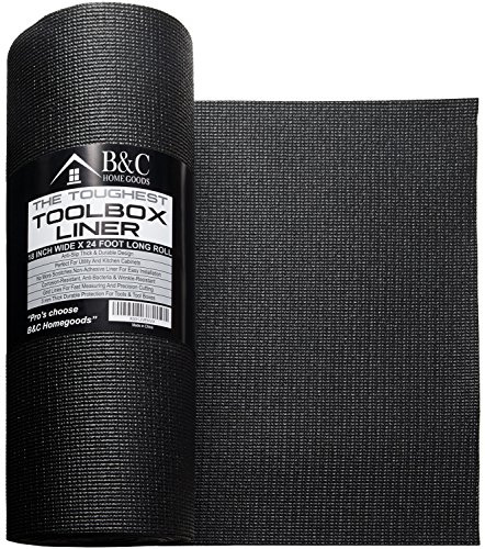 B&C Home Goods Anti-Rutsch-Matte für Schubladen, Werkzeugkasten, Auto, Küche – 45cm x 7,3m - Zuschneidbare Abwaschbare Rutschfeste Unterlage – Schwarz