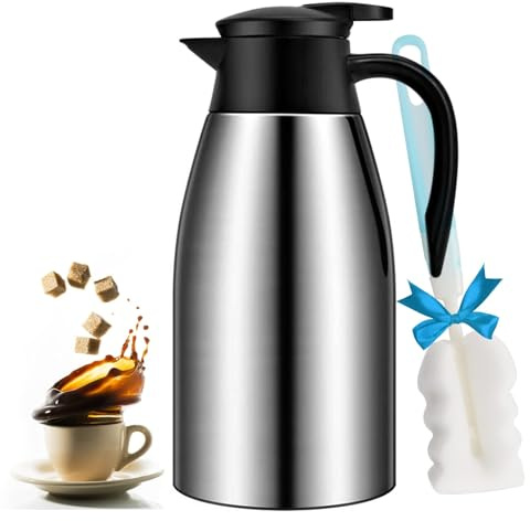 68oz Coffee Carafe Airpot Insulated Coffee Urn Stainless Steel Vacuum Thermal Pot Flask for Coffee, Hot Water, Tea, Hot Beverage - Keep 12 Hours Hot, 24 Hours Cold