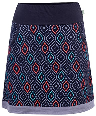 Vishes - Alternative Bekleidung - Damen Baumwoll-Rock 70er 80er Jahre Retro Muster Bedruckt Taschen