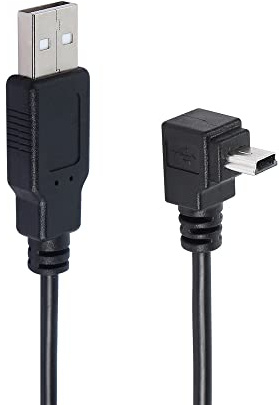 QIANRENON 90 Degree Mini USB to USB 2.0 Extension Cable Mini 5pin USB B Male Right Angle to USB 2.0 Male Data GPS Devices Cable 1.5m(Up Angle)