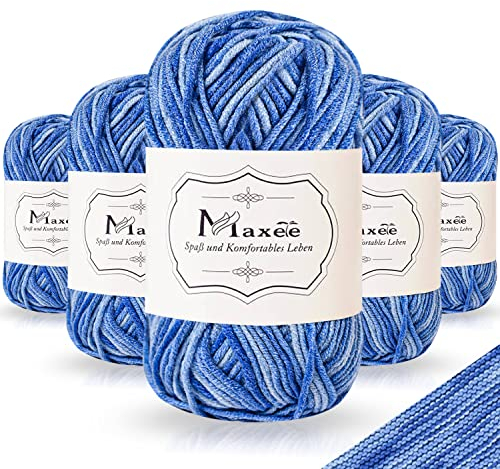 Maxee Handstrickgarn, 5x50 g Häkelgarn, Bunt Farbverlauf Acrylgarn zum Stricken, Weicher Wolle zum Häkeln, Mehrfarbiges Garn zum Stricken Häkeln und Basteln-29