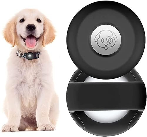 PKQTOP Schutzhülle Kompatibel mit Apple Airtag Pet Halsband,Silikon Schutz Hülle für Airtags,Anti-Lost Locator Schutzhülle Kompatibel mit Airtag für Hundehalsband,Schultasche