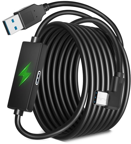 Kuject Design 16FT Link Cable for Meta Quest 3/2/ Pico 4, with Separate Charging Port for Ultra-Durable Power, USB 3.0 Type A to C Cable for VR Headset Accessories and Gaming PC