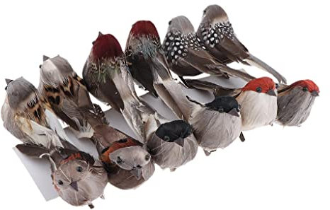 Sharplace 12 Künstliche Weihnachten Gefiederte Spatz Dekoration Ornamente