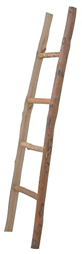 Biscottini Scaletta porta asciugamani bagno 150x8x40 - Scala Decorativa in Legno - Scala portasciugamani in Bambu - Scaletta legno appendi asciugamani - Scaletta portasciugamani da parete in Metallo