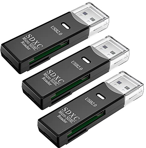 Lot de 3 lecteurs de cartes SD USB pour PC, adaptateur de carte Micro SD vers USB, lecteur de cartes pour appareil photo, lecteur de carte mémoire Wansurs pour ordinateur portable (USB 2.0)