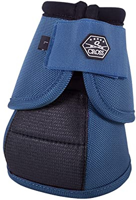 QHP Springglocken Technical Hufglocken mit No Turn-Einsatz, Klettverschluss, Extra starke Rückseite, Q-Cross Line (XL, Stahlblau)