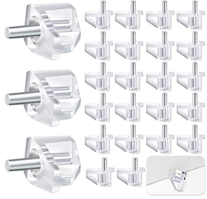 Hsthe Sea Bodenträger 5 mm Kunststoff transparent mit Stahlstift, Einlegeboden Halter für Holz & Glas, Regalstifte für Regalböden, Regalbodenträger für Kleiderschrank, Bücherregal, Schrank (50 Stück)