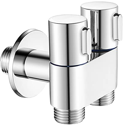 ZYWUOY Valvola ad angolo a doppio controllo, valvola ad angolo in rame doppia valvola di uscita G1/2 per lavello da cucina bagno doccia soffione lavabo WC