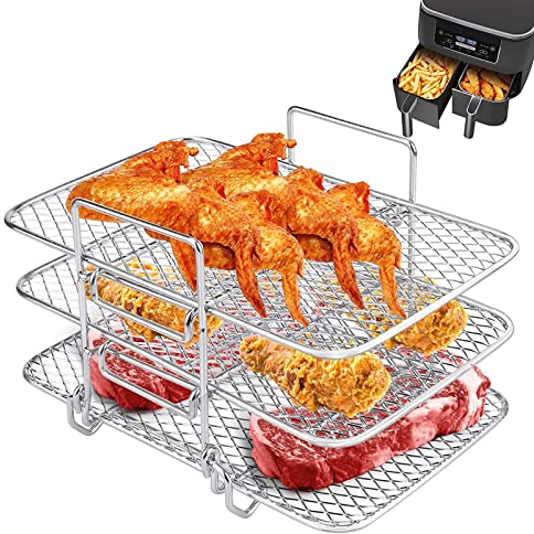 Heißluftfritteuse Grillrost, Airfryer Zubehör Rack, Grillpfanne Luftfritteusen Zubehör, Heißluftfritteuse Gestell Zubehör für Air Fryer Basket Tray/Ofen, Spülmaschinenfest