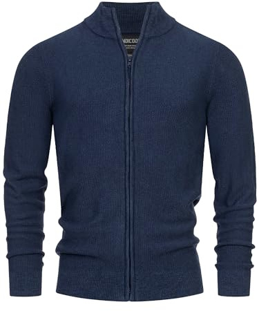 Indicode Herren INWestmoon Strickjacke mit Stehkragen | Fein-Strick Cardigan aus Baumwollgemisch Navy, XL