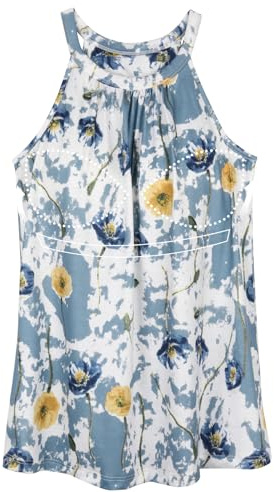 ANYFITTING Women Halter Eyelet Tank Top with Built in Bra Loose Fit Flowy Camisole Tops Casual Padded Halter Neck Tops Cami Summer Home Vest UK S-3XL