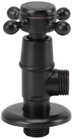 1/2 Pollici Valvola Ad Angolo Universale, Valvola a Triangolo Caldo Freddo Addensato in Ottone Massiccio Valvola Arresto Intercettazione Acqua per Bagno Cucina Lavandino(Nero)