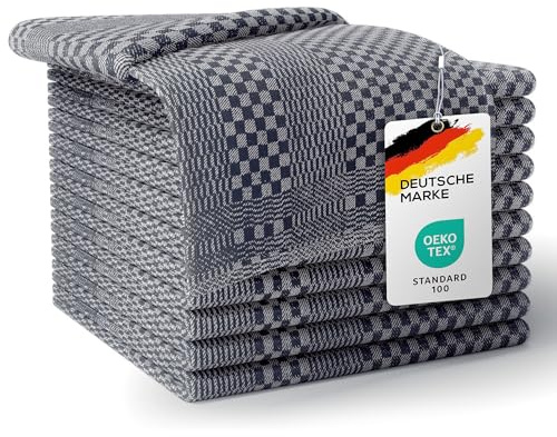 LEFUNDA® 10er Set Geschirrtücher - 100% Baumwolle Küchentücher, 220 GSM, Weiche, Super Saugfähige Geschirrhandtücher, Vollzwirn, 50x70cm (Grau, 10)