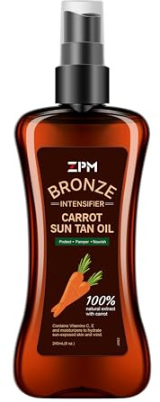 Carrot Sun Tanning Oil Spray for Outdoor Sun, Tan intensifier for Medium Deep with Narural Moisturizing Oils to Keep Skin Hydrated, Moisturizing Body Oil, Vegan and Cruelty-Free, SPF 0, 8oz
