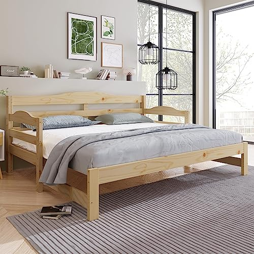 Merax Daybed 3FT Single mit Storage, Pull out Trundle Wooden Bed Frames for Children Adults, for Living Room and Bedroom, 90 x190 cm/Natural