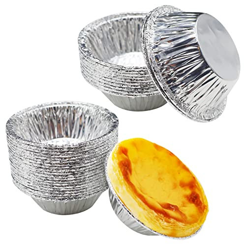 REBECASKYENS 100 Pcs Tart Foil, Mince Pie Baking Tray, Small Baking Tray,Foil Trays to Make Pies, Small Cakes, and More Pastries