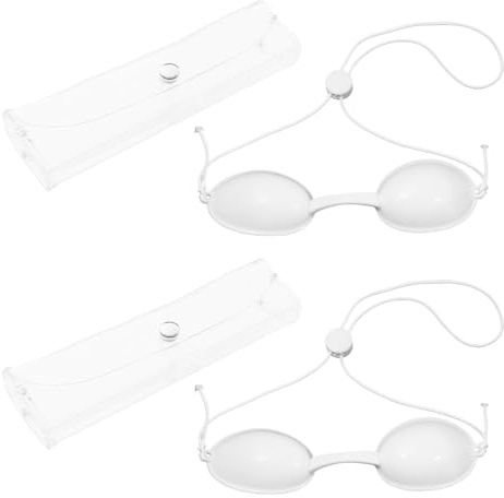 2 Pcs Sunbed Goggles, Sunbed Eye Protection with Box, Silicone, White
