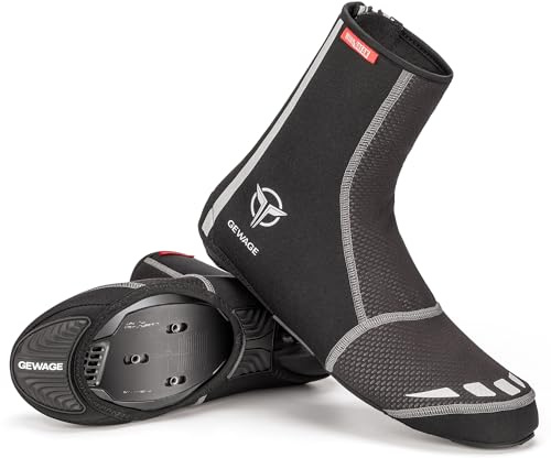 GEWAGE Couvre-chaussures de vélo, surchaussures unisexes avec bandes réfléchissantes pour maintenir la chaleur pour VTT et vélo de course, Noir , 43/44 EU Weit