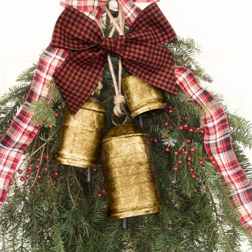 Weihnachtsgeschenke für Frauen, Weihnachtsglocke, Messing, Kuh, Shabby-Stil, Metall, zum Aufhängen, riesige Kuhglocken, Dekoration, Weihnachtsdekoration, Geschenke für Weihnachten