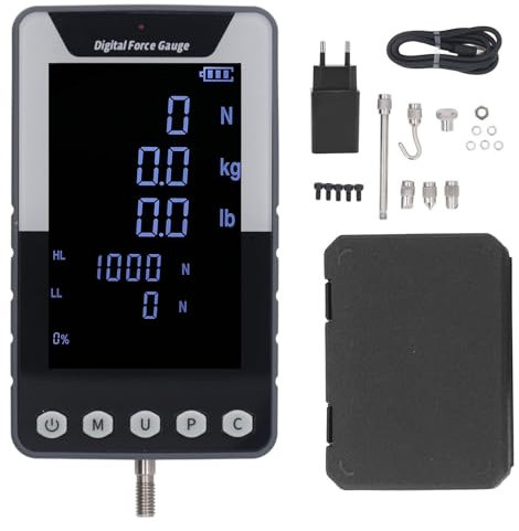 Dinamometro Digitale, Dinamometro Misuratore Push e Pull 1000N / 100KG / 220LB, Manometro Push Pull Portatile per Test di Tensione e Compressione, Scala Trigger Pull con 3 unità