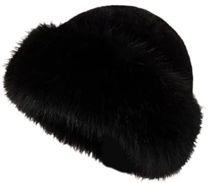 LOVIVER Chapeau d'hiver pour Femme, Chapeau d'hiver en Fausse Fourrure, Chapeau Cosaque Épais, Chapeau Russe pour Snowboard, Noir