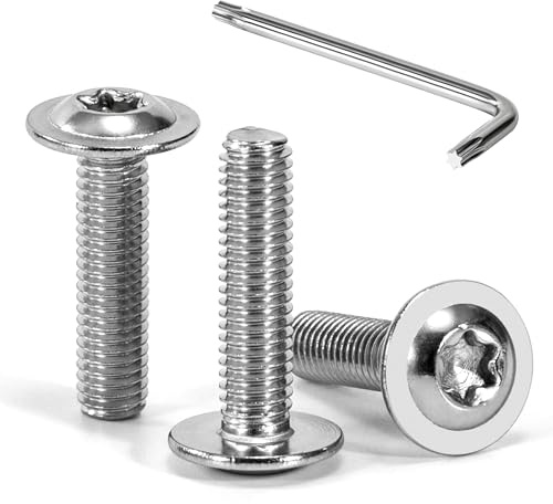 Tunejoy 30 Pezzi Viti a Testa Bombata Torx con Flangia M5 x 20 mm Vite a Testa Esagonale Bulloni in Acciaio Inox A2 V2A Viti a Brugola con Chiavi a T25 Filettatura Completa