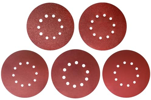 Meccion 225mm Sanding Discs Assorted 50pcs Sander Discs Pads 40 80 120 180 240 Grits 9 Inch 10 Holes Hook and Loop Sandpaper for Random Orbita