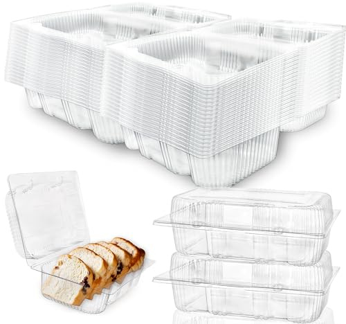 Drayear 80 Pcs 7.2 x 4.9 x 2.5 Inch Clear Hinged Food Container Clam Shell Containers Take Out Loaf Containers with Lids for Desserts Cake Sandwich Salad Fruits Vegetables