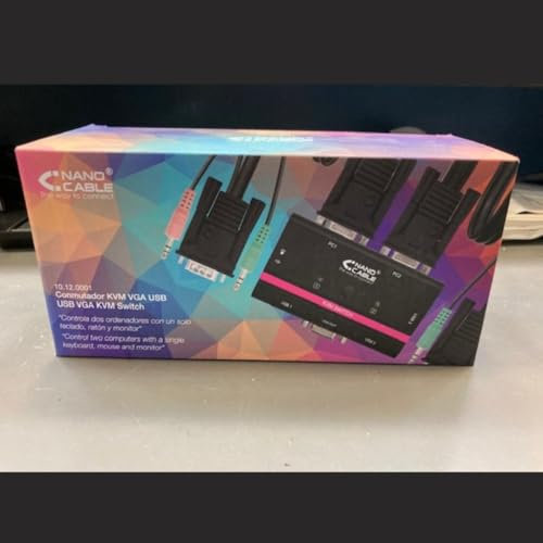 Switch KVM VGA/USB con Audio, 2 Puertos, 1920x1440 Píxeles, Cables Incluidos, Negro