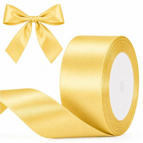 G2PLUS Champagner Gold Satinband 50mm: Dekoration Geschenkband, 22m Schleifenband zum Bastel, Dekoband für Geschenkverpackung, Dekoration
