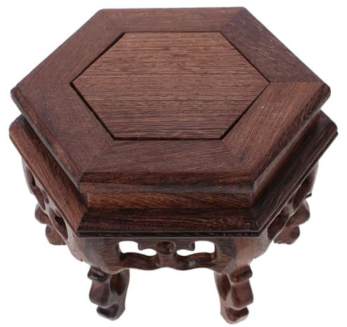 KONTONTY Supporto per Vaso in Legno Esagonale, Base Rustica per Piante