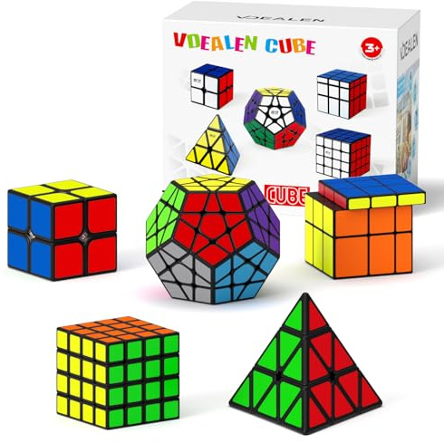 Vdealen Cubo Magico 2x2 4x4 Piramide Mirror Megaminx Magic Cube, Lisci Speed Cube Confezione da 5 per Principianti e Utenti Avanzati Cubo di Velocità, Regalo per Bambini Adolescenti Adulti