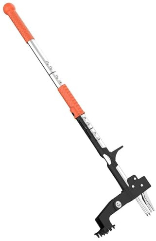 Ogräsuppsamlare, Stående ogräsuppsamlare för trädgården med ergonomiskt 94 cm långt handtag och 4 höghållfasta klor i rostfritt stål, tar enkelt bort ogräs utan att böja sig