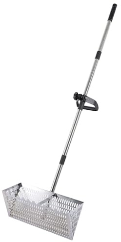 Rake de Arena, rastrillo de pulgas de Arena, 55.5 '' Acero al Carbono Hueco con Dientes romos y Agarre sin Deslizamiento, tamicador Desmontable para jardín de Playa