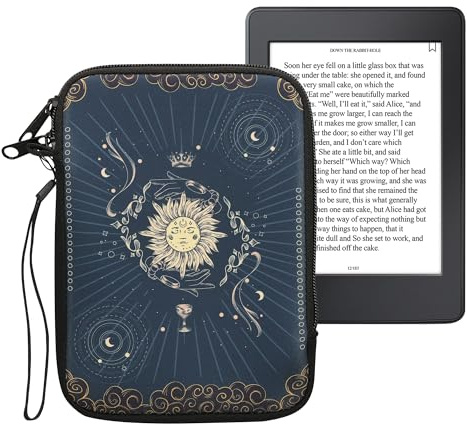 kwmobile Custodia Universale per eReader - Copertina in Neoprene Blu Scuro/Giallo/Nero con Chiusura a Zip - Misura 17 x 12 x 2 cm - Astuccio portatablet