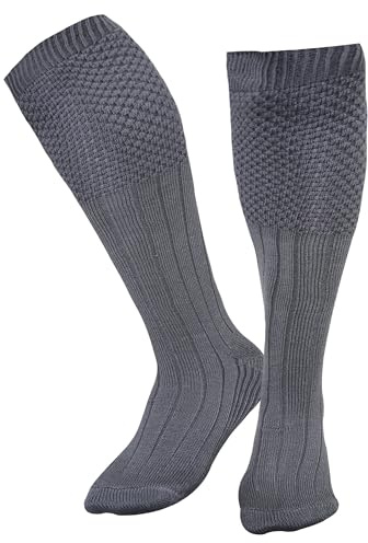 Kilt Hose for men, Traditional Scottish Socks for Kilts Pull Up To Cuff Over Your Hose Flashes, Casual Leg Warmer (US, Alpha,GRAY BUBBLE,Large)