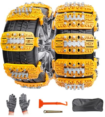 GOHHME Chaînes à Neige pour Auto 6 Pièces pour Tous Types de Véhicules Avec Gratte-Glace Matériau Haut de Gamme Traction Améliorée Avec Inserts Métalliques Installation Facile 165mm-275mm