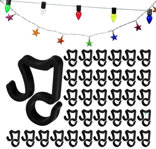 BUENTYA Gutter Hooks,100 Piece Gutter Clips for Lights,Plastic Light Gutter Hang Clips Cute Shape Outdoor Hang Hooks for Christmas Xmas Party Decoration Hanging Outside String Lights (Black)