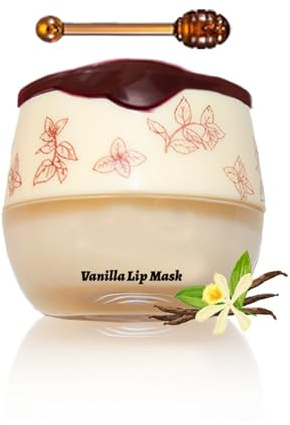 Honey Balm läppmask & Läpp Sleeping Mask Set – Honeybalm original läppbalsam för torra, spruckna läppar, minskar läpprynkor och ger intensiv fukt (#vanilj, 5,5 g)