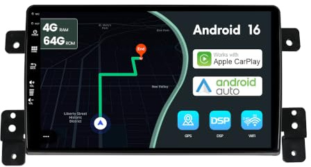 MSD 9 Pollice 4G+64G Autoradio Per Suzuki Grand Vitara (2005-2015) | Android 16 GPS Navigation Radio | Carplay Android Auto Volant Dual Band WiFi DSP DAB Bluetooth Mirror link | Telecamera | 2 Din