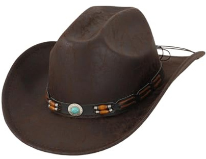 YIUPEDRFG Snygg western cowboyhatt vuxna kvinnor män cowgirlhatt andningsbar lätt bred brätte sommarfest födelsedagstillbehör lätt temafest karneval högtid gåva