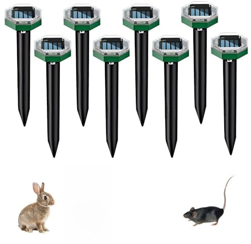 Nzkeuf Anti Taupe Solaire Vibration et Ultrasons, 8 Pièces Repulsif Taupe Ultrason Solaire avec IP65 Imperméable, Repousse Les Taupes et Autres Rongeurs pour Le Jardin et Les Pelouses (Octogone)