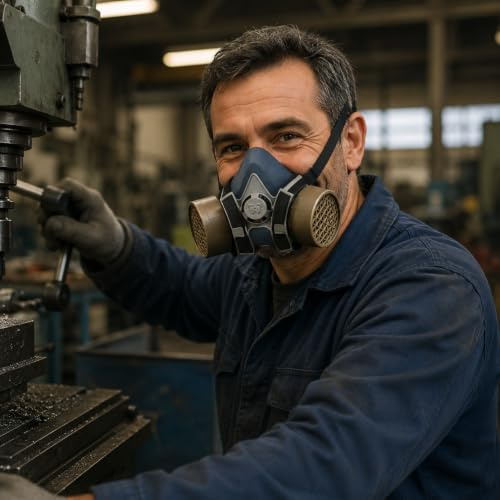 Generico Maschera Antipolvere e Antigas Professionale, Antiallergica e Riutilizzabile, Filtri Antipolvere, Antigas e Combinabili e Sostituibili