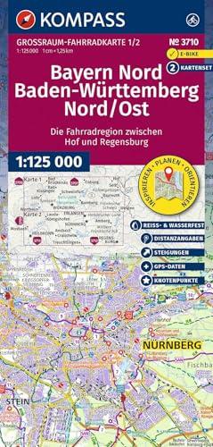 KOMPASS Großraum Fahrradkarte 3710 Bayern Nord, Baden-Württemberg Nord/Ost 1:125.000: 2 Karten im Set, reiß- und wetterfest, GPX-Daten zum Download
