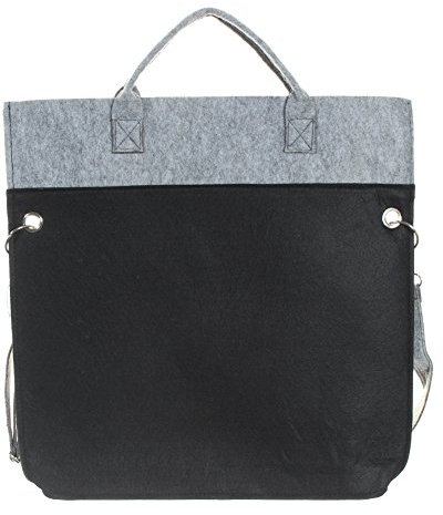 JUSTFOX - XXL Filztasche Handtasche Einkaufstasche Groß und superstabil in schwarz