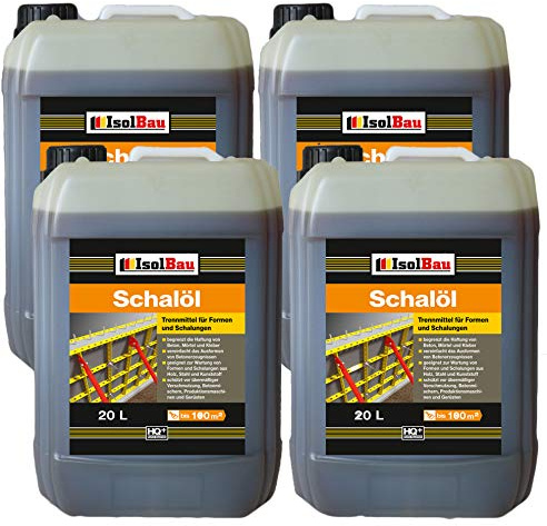 Isolbau Schalöl Professional - 4x 20 Liter Trennmittel für Formen & Schalungen - Beton-Trennmittel, begrenzt die Haftung von Beton, Mörtel & Kleber